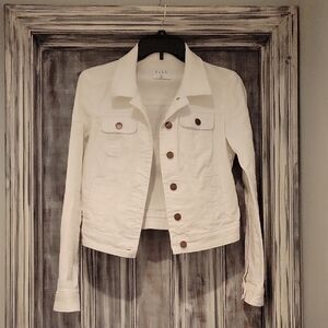 Elle Women's Cropped, White Jean Jacket